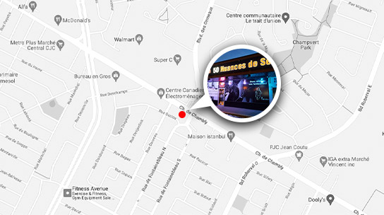 Carte géographique pointant le sex shop 50 nuances de sexxx à longueuil